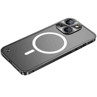For iPhone 13 Metal Frame Frosted PC Shockproof Magsafe Case(Black)