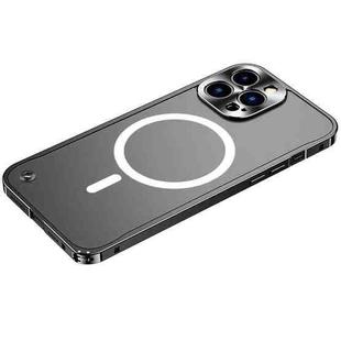 For iPhone 13 Pro Metal Frame Frosted PC Shockproof Magsafe Case (Black)
