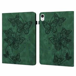 For iPad mini 6 Embossed Butterfly Pattern Horizontal Flip Leather Tablet Case(Green)