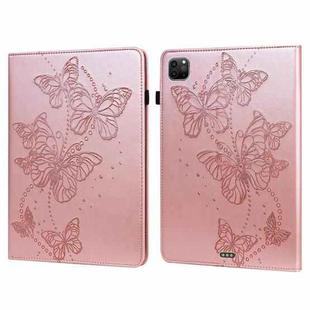 For iPad Pro 11 2022 / 2021 / Air 2020 10.9 Embossed Butterfly Leather Tablet Case(Pink)