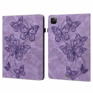 For iPad Pro 11 2022 / 2021 / Air 2020 10.9 Embossed Butterfly Leather Tablet Case(Purple)