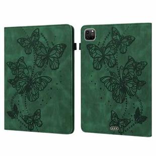 For iPad Pro 11 2022 / 2021 / Air 2020 10.9 Embossed Butterfly Leather Tablet Case(Green)