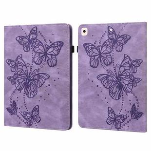 Embossed Butterfly Pattern Horizontal Flip Leather Tablet Case For iPad 10.2 (2021/2020/2019) / Air 10.5 2019(Purple)