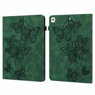 Embossed Butterfly Pattern Horizontal Flip Leather Tablet Case For iPad 10.2 (2021/2020/2019) / Air 10.5 2019(Green)