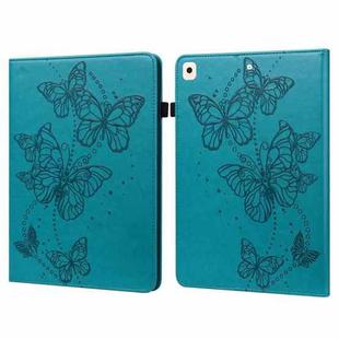 Embossed Butterfly Pattern Horizontal Flip Leather Tablet Case For iPad 10.2 (2021/2020/2019) / Air 10.5 2019(Blue)