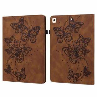 Embossed Butterfly Pattern Horizontal Flip Leather Tablet Case For iPad 10.2 (2021/2020/2019) / Air 10.5 2019(Brown)