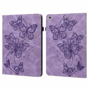 Embossed Butterfly Pattern Horizontal Flip Leather Tablet Case For iPad 9.7 (2018/2017) / Air 2 / Air(Purple)