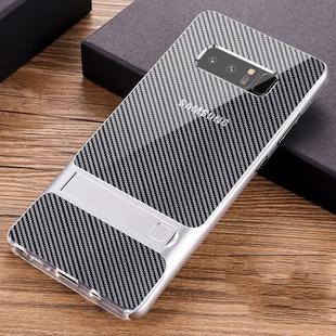For Galaxy Note8 Carbon Fibre Texture TPU + PC Case with Holder(Space Silver)