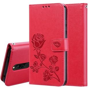 For Xiaomi Redmi 8 Rose Embossed Horizontal Flip PU Leather Case, with Holder & Card Slots & Wallet(Red)