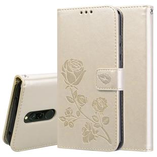 For Xiaomi Redmi 8 Rose Embossed Horizontal Flip PU Leather Case, with Holder & Card Slots & Wallet(Gold)