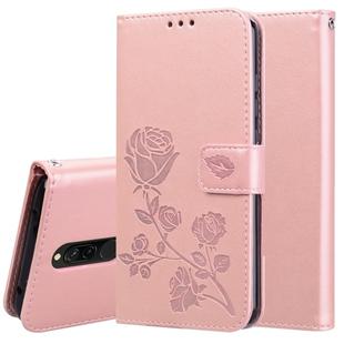 For Xiaomi Redmi 8 Rose Embossed Horizontal Flip PU Leather Case, with Holder & Card Slots & Wallet(Rose Gold)