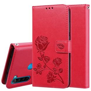 For Xiaomi Redmi Note 8 Rose Embossed Horizontal Flip PU Leather Case, with Holder & Card Slots & Wallet(Red)