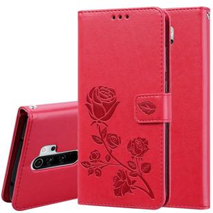 For Xiaomi Redmi Note 8 Pro Rose Embossed Horizontal Flip PU Leather Case, with Holder & Card Slots & Wallet(Red)