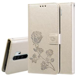For Xiaomi Redmi Note 8 Pro Rose Embossed Horizontal Flip PU Leather Case, with Holder & Card Slots & Wallet(Gold)