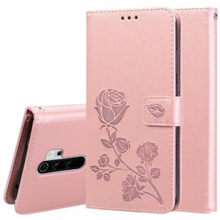 For Xiaomi Redmi Note 8 Pro Rose Embossed Horizontal Flip PU Leather Case, with Holder & Card Slots & Wallet(Rose Gold)