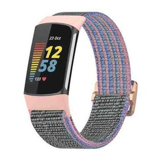 For Fitbit Charge 5 Elastic Nylon Braid Watch Band(Pink)