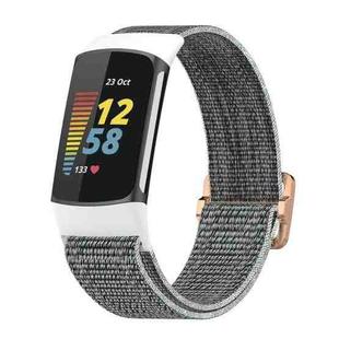 For Fitbit Charge 5 Elastic Nylon Braid Watch Band(Seashell)