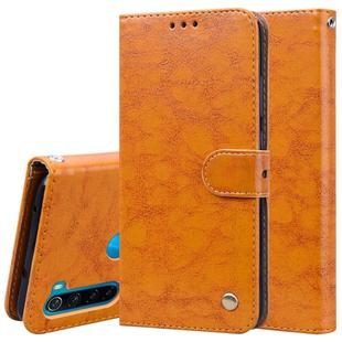 For Xiaomi Redmi Note 8 Business Style Oil Wax Texture Horizontal Flip Leather Case, with Holder & Card Slots & Wallet(Yellow)