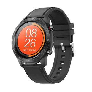 MX13 1.3 inch IPS Touch Screen IP68 Waterproof Smart Watch, Support Sleep Monitoring / Heart Rate Monitoring / Bluetooth Earphone Play Music / Bluetooth Call, Style: Leather Strap(Black)