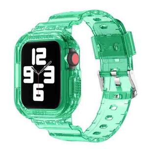 Glacier Transparent TPU Integrated Watch Band Watch Band For Apple Watch Series 7 45mm(Transparent Green)