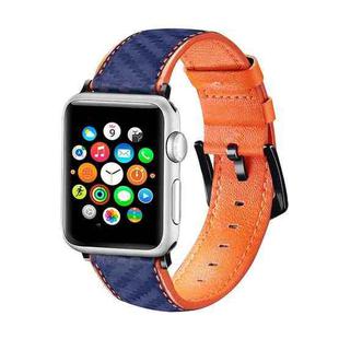 Carbon Fiber Texture Leather Watch Band Watch Band For Apple Watch Series 8&7 41mm / SE 2&6&SE&5&4 40mm / 3&2&1 38mm(Orange Blue)