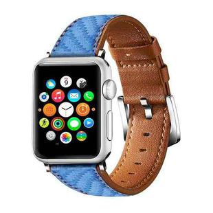 Carbon Fiber Texture Leather Watch Band Watch Band For Apple Watch Series 8&7 41mm / SE 2&6&SE&5&4 40mm / 3&2&1 38mm(Blue Brown)