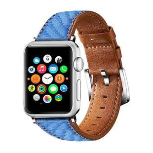 Carbon Fiber Texture Leather Watch Band Watch Band For Apple Watch Ultra 49mm / Series 8&7 45mm / SE 2&6&SE&5&4 44mm / 3&2&1 42mm(Blue Brown)