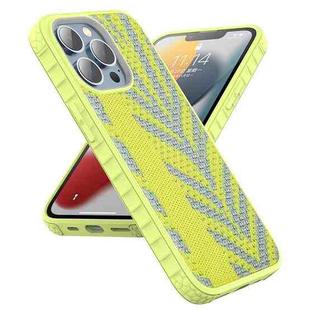 Mutural Coconut Series PC+TPU Gypsophila Fluorescent Woven Phone Protective Case For iPhone 13 Pro(Green Zebra)