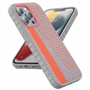 Mutural Coconut Series PC+TPU Gypsophila Fluorescent Woven Phone Protective Case For iPhone 13 Pro Max(Gray Orange)
