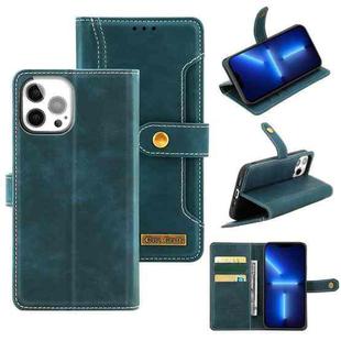 Copper Buckle Horizontal Flip Leather Phone Case with Holder & Card Slots & Wallet For iPhone 13 Pro(Green)