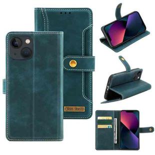 Copper Buckle Horizontal Flip Leather Phone Case with Holder & Card Slots & Wallet For iPhone 13(Green)