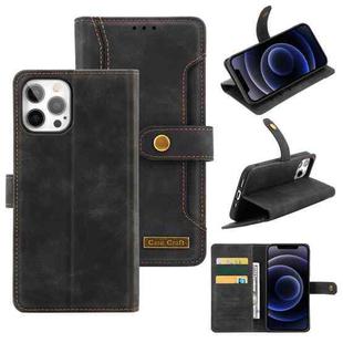 Copper Buckle Horizontal Flip Leather Phone Case with Holder & Card Slots & Wallet For iPhone 12 Pro(Black)