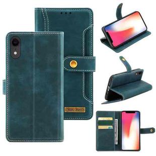 Copper Buckle Horizontal Flip Leather Phone Case with Holder & Card Slots & Wallet For iPhone XR(Green)