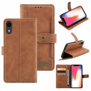 Copper Buckle Horizontal Flip Leather Phone Case with Holder & Card Slots & Wallet For iPhone XR(Brown)