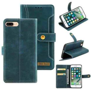 Copper Buckle Horizontal Flip Leather Phone Case with Holder & Card Slots & Wallet For iPhone 8 Plus & 7 Plus(Green)