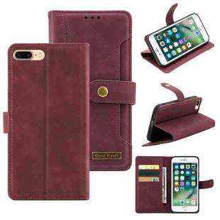 Copper Buckle Horizontal Flip Leather Phone Case with Holder & Card Slots & Wallet For iPhone 8 Plus & 7 Plus(Maroon)