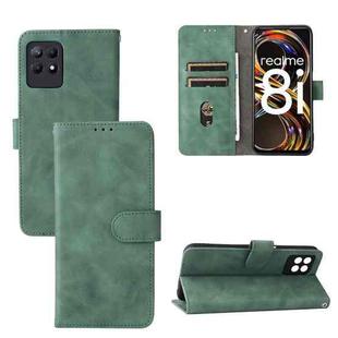 For OPPO Realme 8i Solid Color Skin Feel Magnetic Buckle Horizontal Flip Calf Texture PU Phone Case(Green)