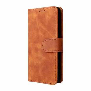 For TCL A3X Solid Color Skin Feel Magnetic Buckle Horizontal Flip Calf Texture PU Phone Case(Brown)
