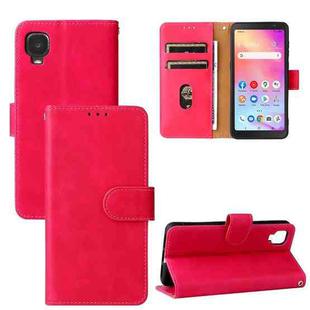 For TCL A3X Solid Color Skin Feel Magnetic Buckle Horizontal Flip Calf Texture PU Phone Case(Rose Gold)