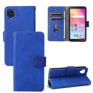 For TCL A3X Solid Color Skin Feel Magnetic Buckle Horizontal Flip Calf Texture PU Phone Case(Blue)
