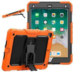 Shockproof Colorful Silicone + Black PC Tablet Protective Case with Holder & Shoulder Strap For iPad 9.7 2018 / 2017(Orange)