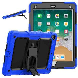 Shockproof Colorful Silicone + Black PC Tablet Protective Case with Holder & Shoulder Strap For iPad 9.7 2018 / 2017(Blue)