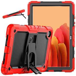 Shockproof Colorful Silicone + Black PC Tablet Protective Case with Holder & Shoulder Strap For Samsung Galaxy Tab A7 2020 T500(Red)