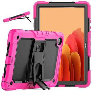 Shockproof Colorful Silicone + Black PC Tablet Protective Case with Holder & Shoulder Strap For Samsung Galaxy Tab A7 2020 T500(Rose Red)