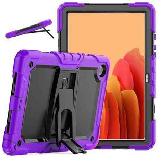 Shockproof Colorful Silicone + Black PC Tablet Protective Case with Holder & Shoulder Strap For Samsung Galaxy Tab A7 2020 T500(Purple)