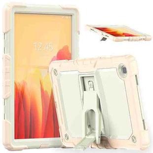 Shockproof Colorful Silicone + Beige PC Tablet Protective Case with Holder & Shoulder Strap For Samsung Galaxy Tab A7 2020 T500(Rose Gold)