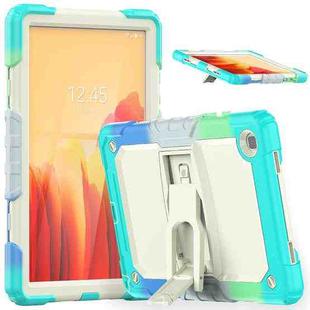 Shockproof Colorful Silicone + Beige PC Tablet Protective Case with Holder & Shoulder Strap For Samsung Galaxy Tab A7 2020 T500(Camouflage Light Blue)
