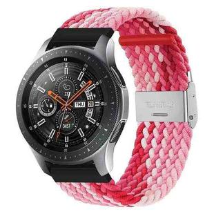 22mm Universal Metal Buckle Nylon Braided Watch Band(Z Red Pink)