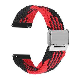 22mm Universal Metal Buckle Nylon Braided Watch Band(Z Black Red)