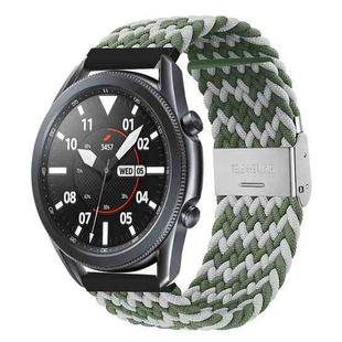 22mm Universal Metal Buckle Nylon Braided Watch Band(W White Green)